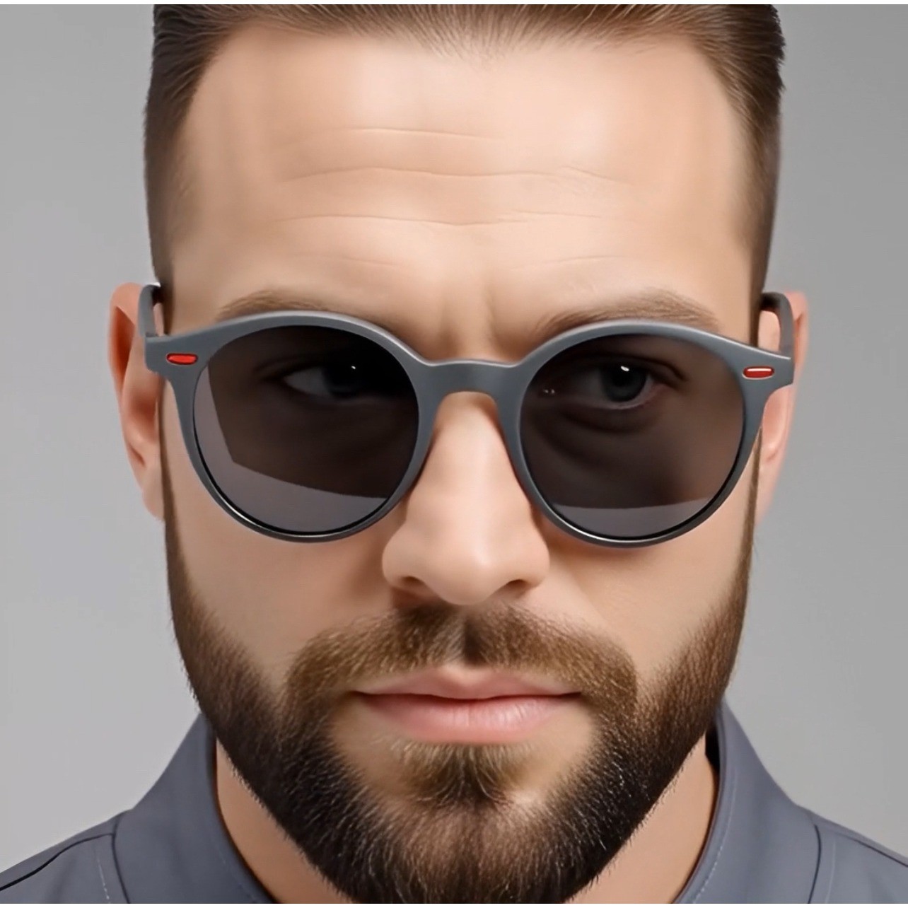Polarized Round Sunglasses Matte Gray Acetate Frame TAC Resin Lenses Lentes 2026