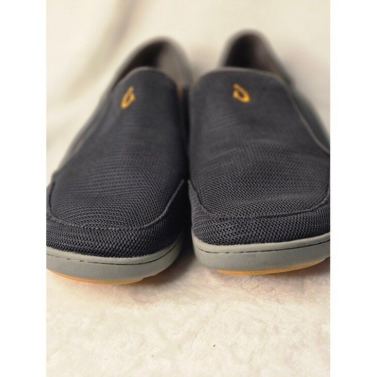 OluKai Nohea Moku Mens Charcoal Grey Orange Mesh Slip On Shoes size 8