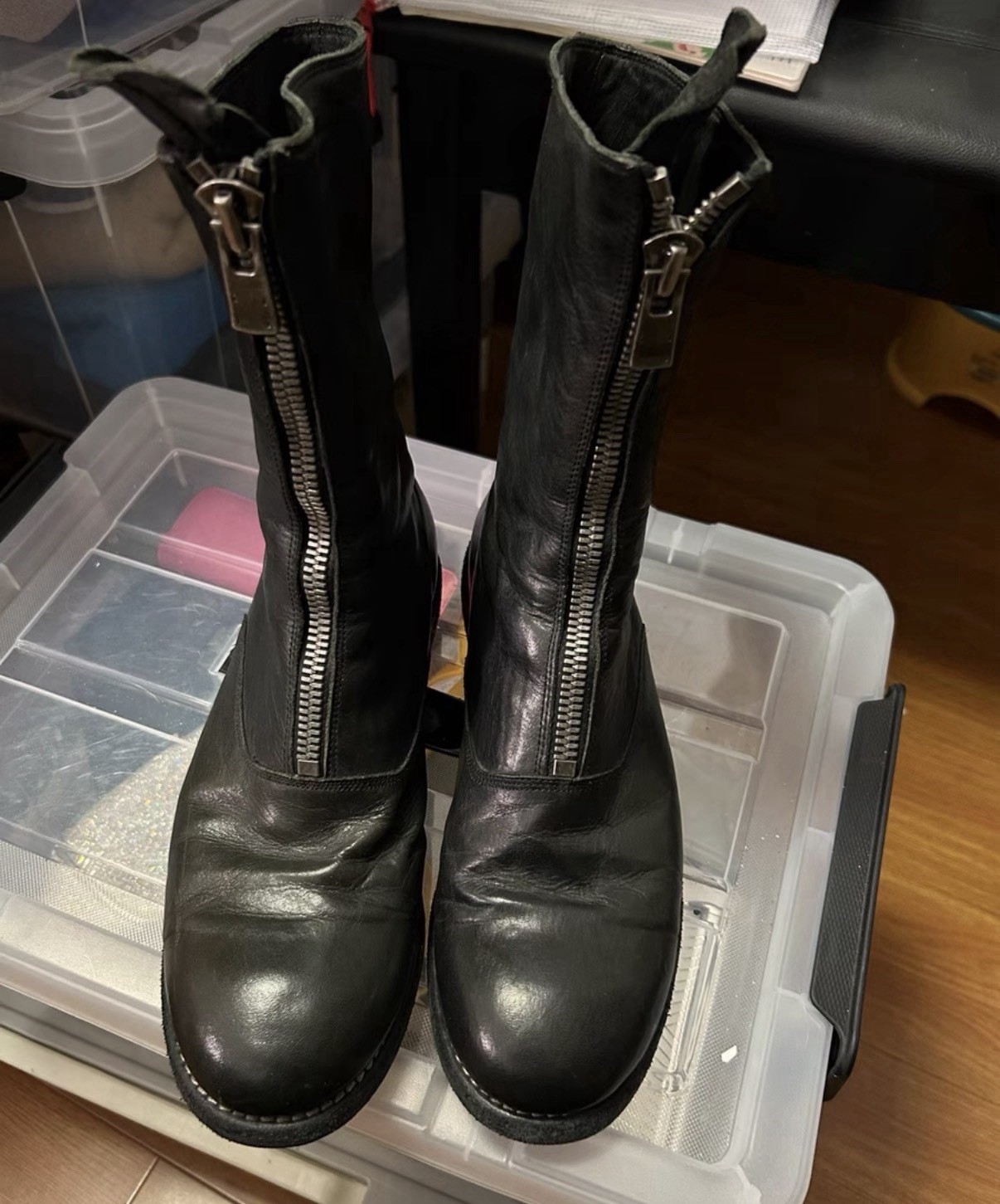 Guidi 310 Black Front-Zip Mid-Calf Boots Size 37