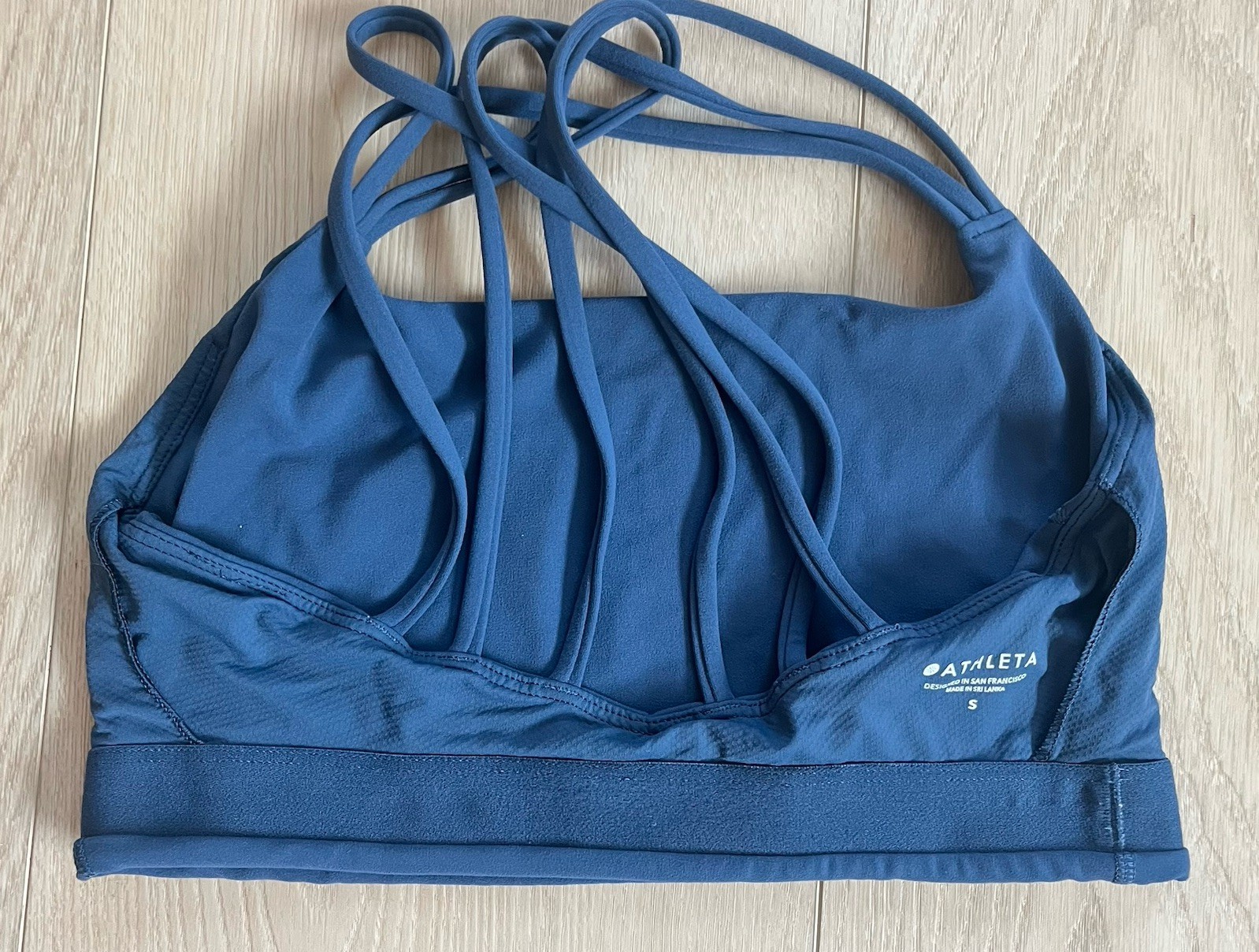 Athleta Sports Bra Size Small Navy Blue Moderate Support Strappy Back Running