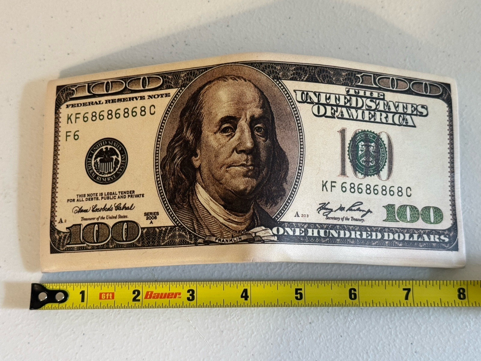 USA $100 One Hundred Dollar Bill Print Men’s Leather Bifold Novelty Wallet Gift