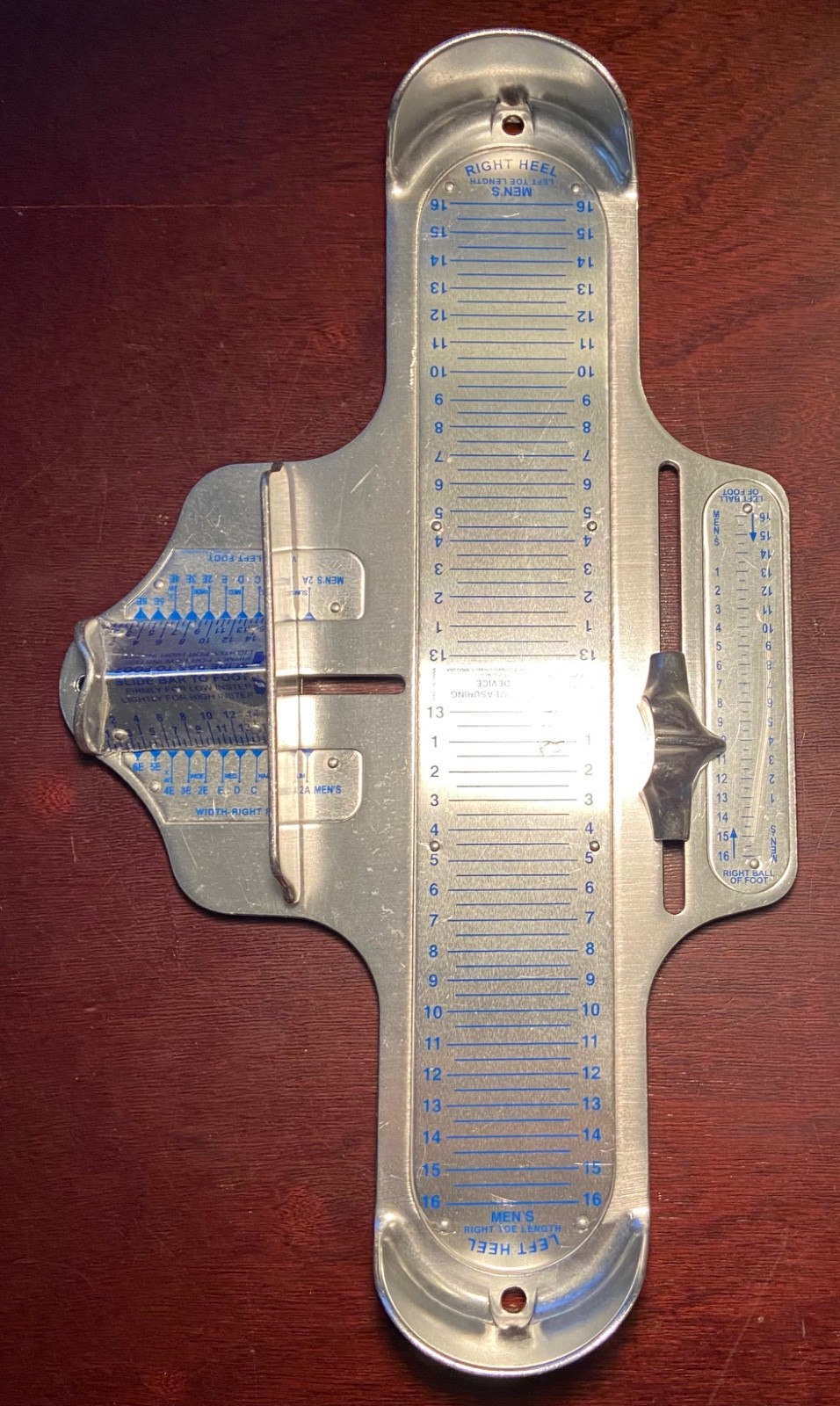 Ralyn Foot Measuring Device Mens Right & Left Foot Length & Width Metal EUC!