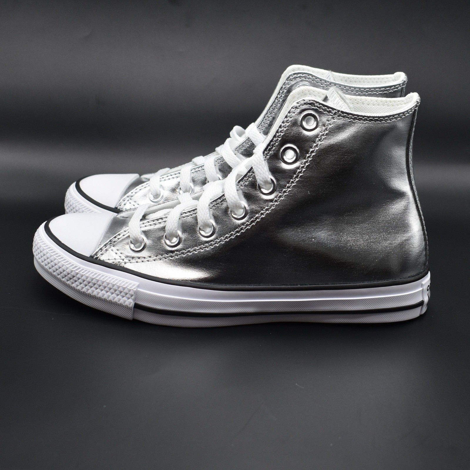 Converse Chuck Taylor All Star Hi Sneakers Metallic Silver W8 M6 NEW A14875C NIB