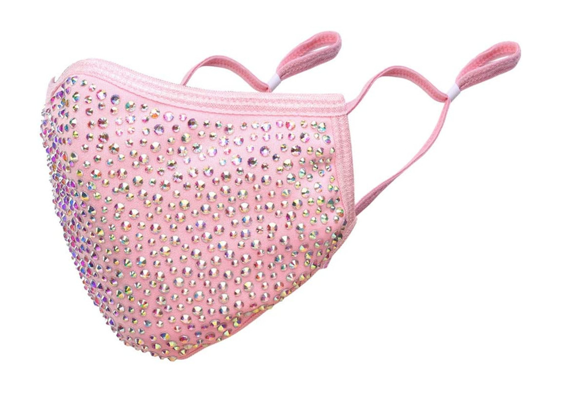 Rhinestone Bling Crystal Face Mask Reusable Washable With Filter Pocket