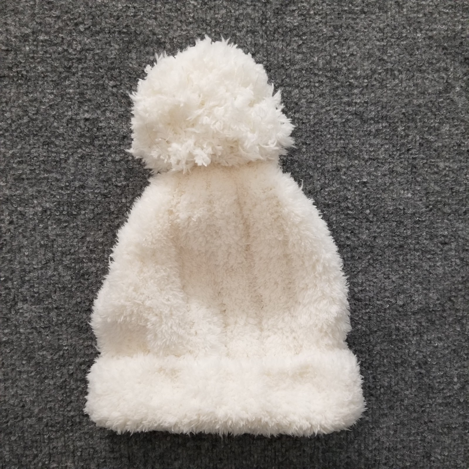 Jenni Women Beanie Hat Cap One Size Cream Ribbed Pom Stretch Soft Fluffy Fall 22