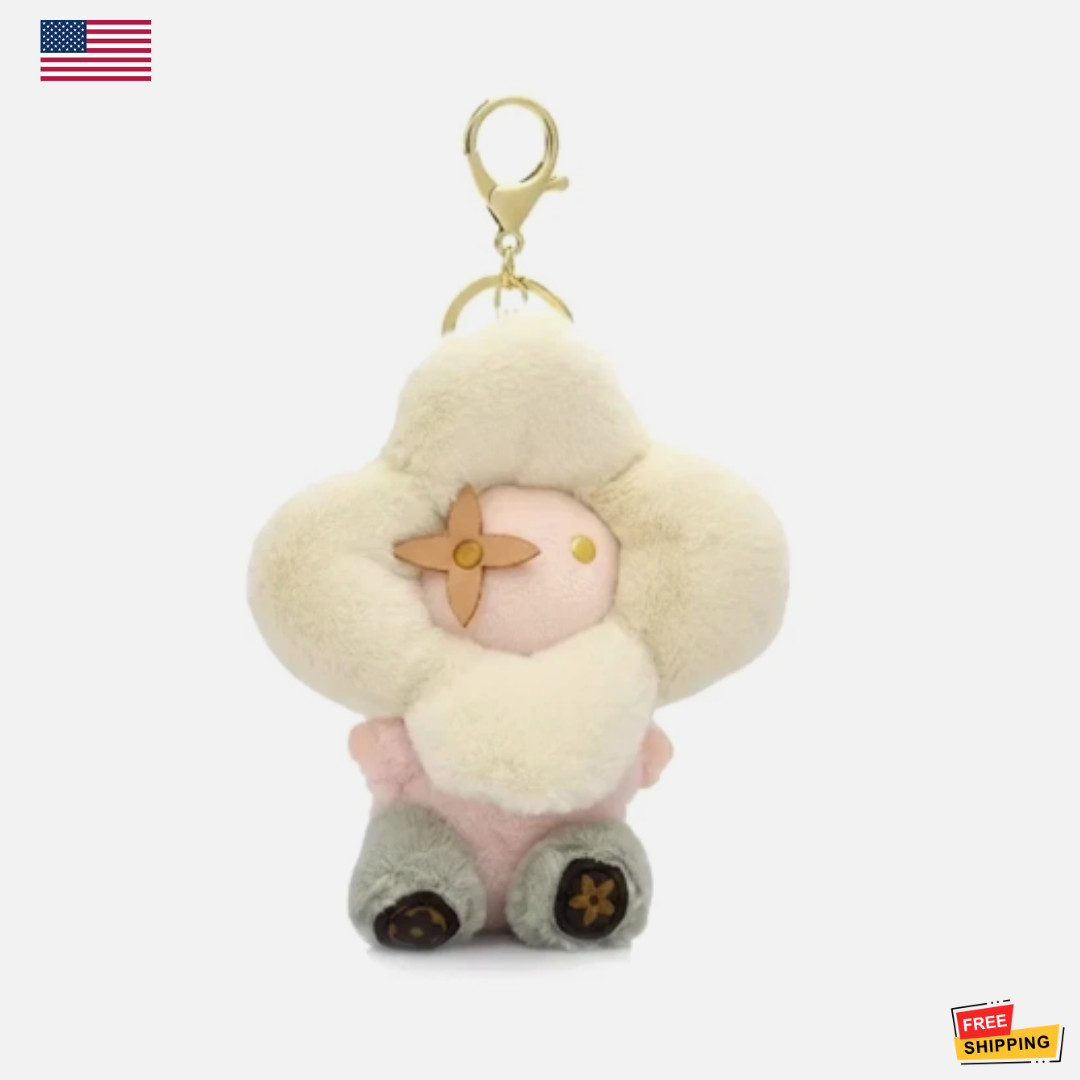 Plush Clover Pink Teddy Bag Charm Keyring Luxe Handbag Purse Fashion Accessories