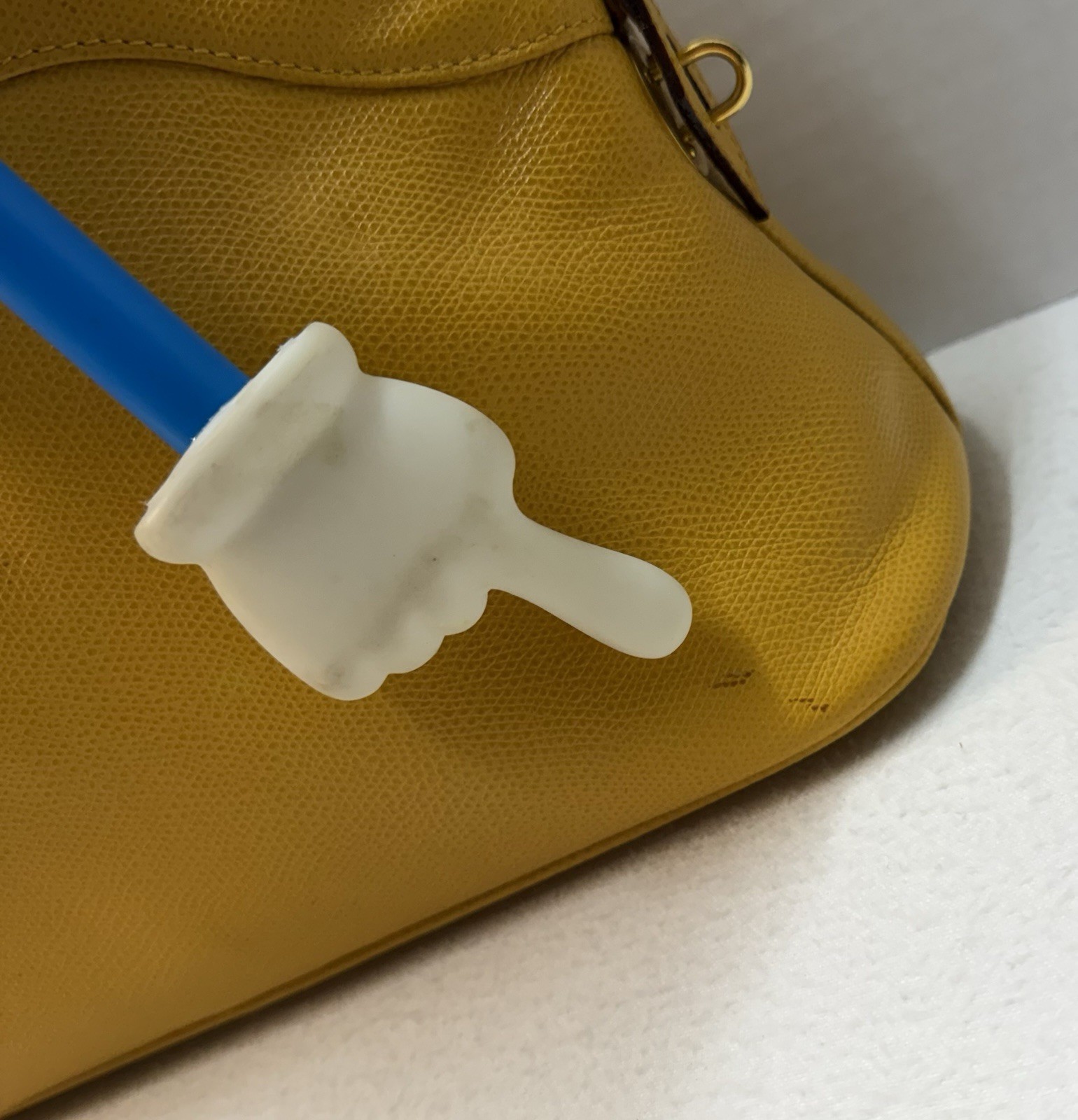 Vintage 80s-90s Stefano Bravo Yellow Leather Italy Bolide-Style Dome Satchel Bag