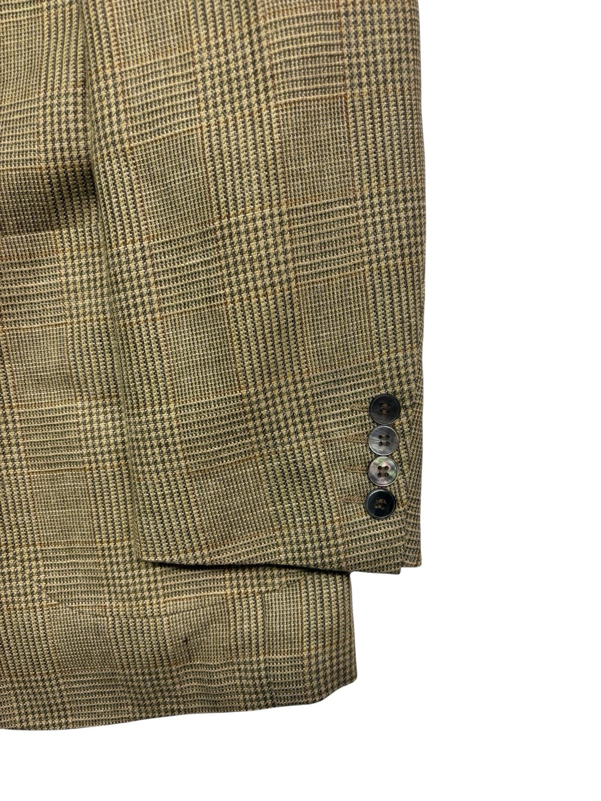 Byron British Style 50R USA 40R Tan Glen Plaid Blazer Jacket Silk Linen Wool