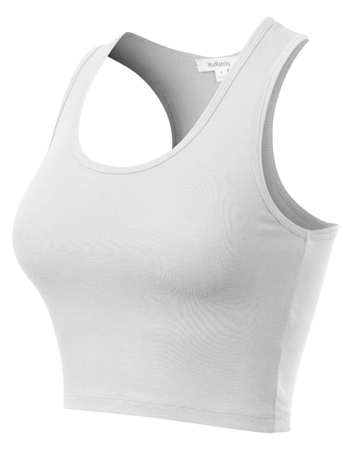 MixMatchy Cotton Basic Sleeveless Racerback Sports Crop Tank Top