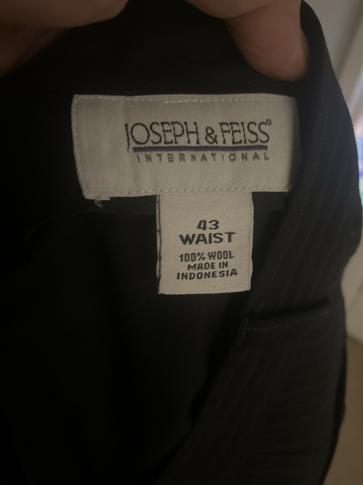 Joseph & Feiss Charcoal Black Pinstripe Suit 2 Piec 100 wool size 48R 43W NWOT