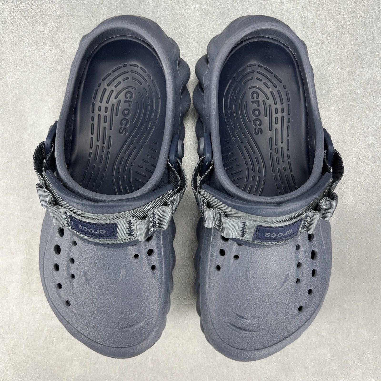 Crocs Echo Clog Concrete Slip On Shoes Men 4 Women 6 Unisex Summer Beach Worn 1x