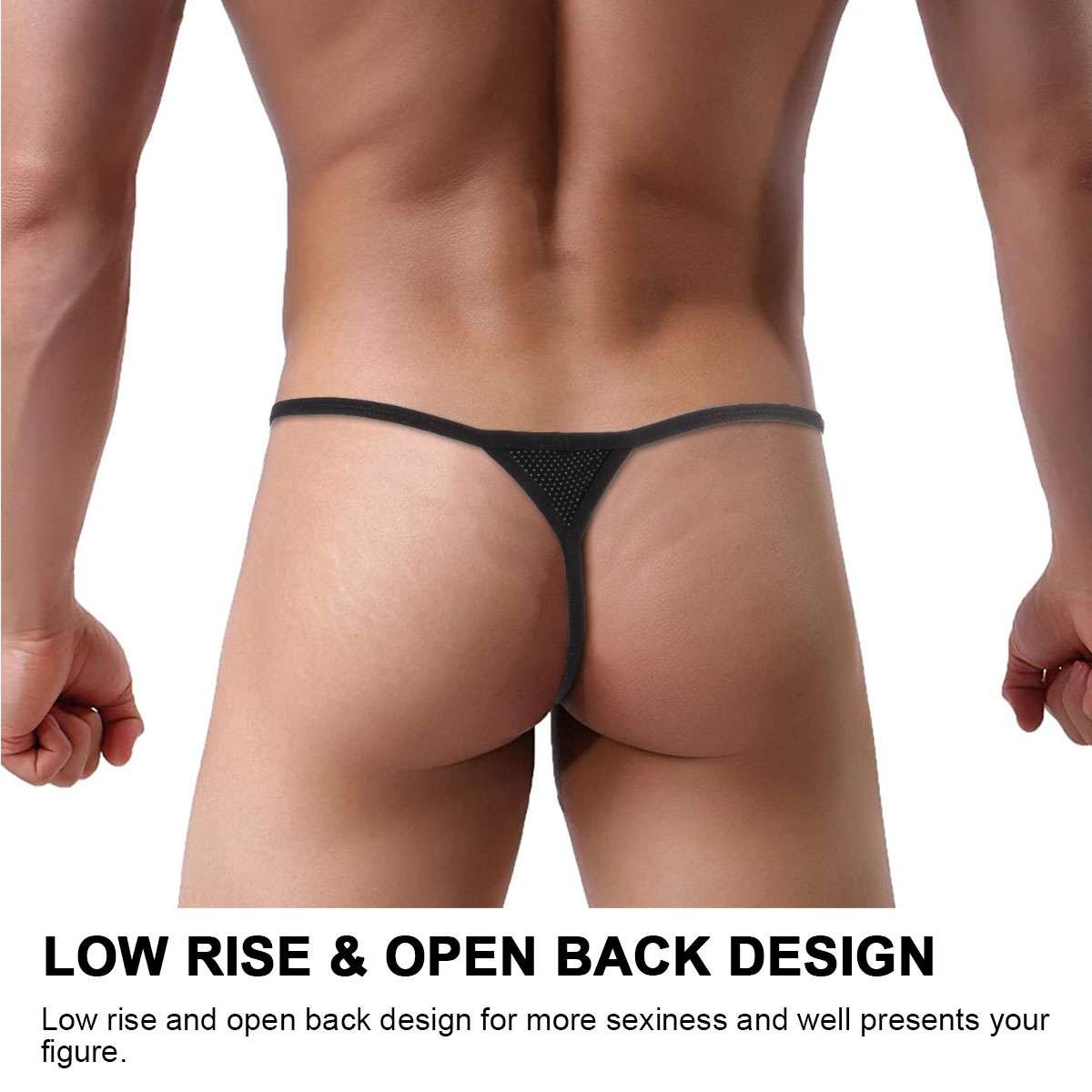 1-3PCS Mens Sexy T-Back G-string Thong Bikini Underwear Mesh Sheer Pouch Thongs