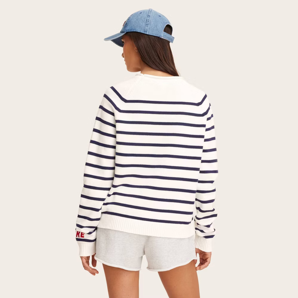Women Rollneck Striped Pullover Sweater – Parke Navy Blue Striped XXL