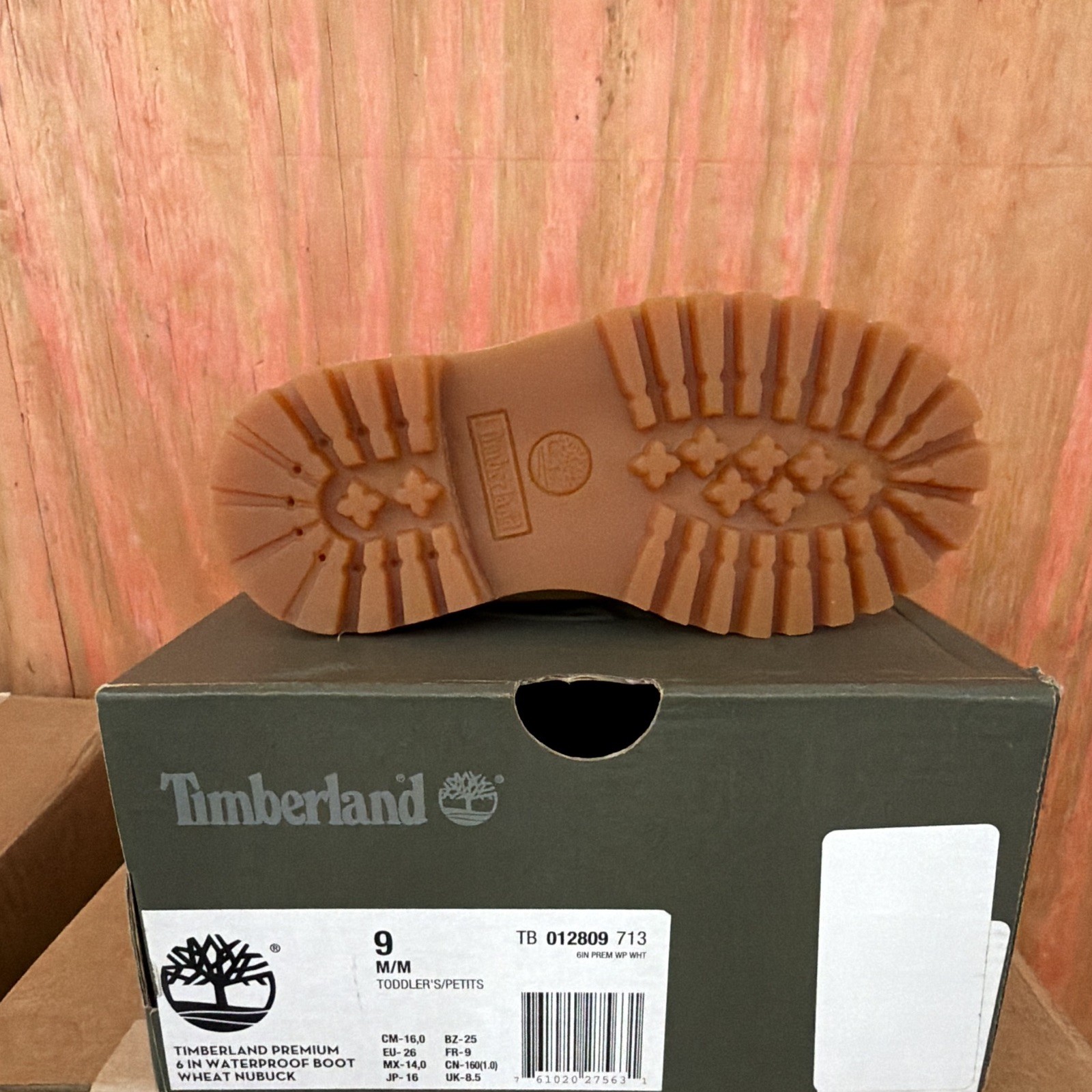 Timberland Men’s 6in Waterproof Work Boot Wheat Nubuck Lace-Up US 9