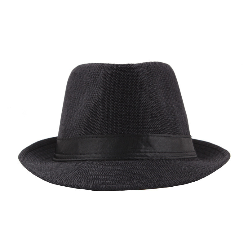 Men Women Straw Fedora Hat Trilby Cuban Sun Cap Panama Short Brim Floral Summer