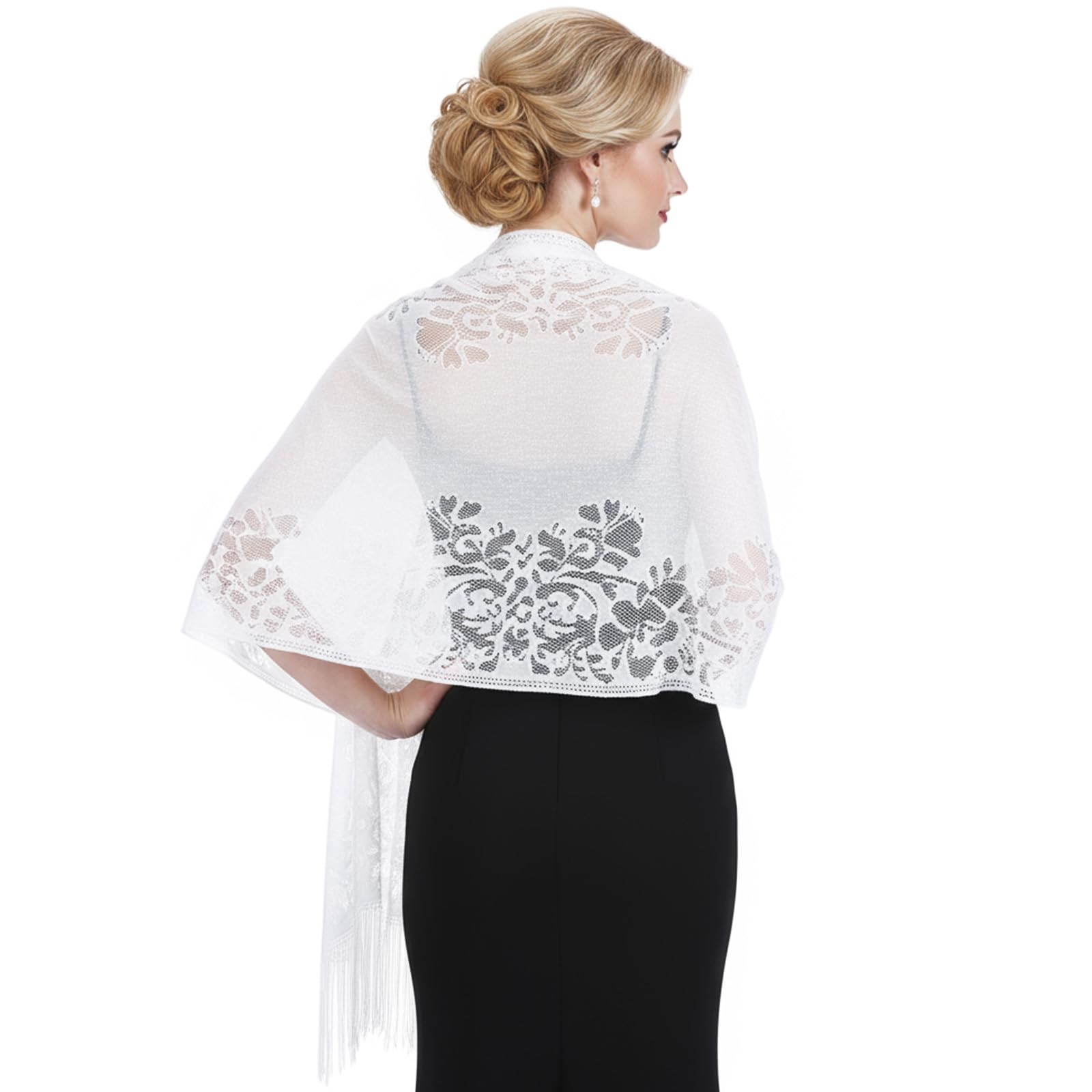 White Shawl for Women Dressy, Shawls and Wraps for Evening Dresses Lace Shawl…