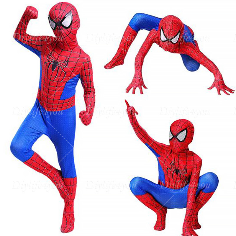 Kids SpiderMan Cosplay Costume Boys Tobey Maguire Outfit Jumpsuit Fancy Dress