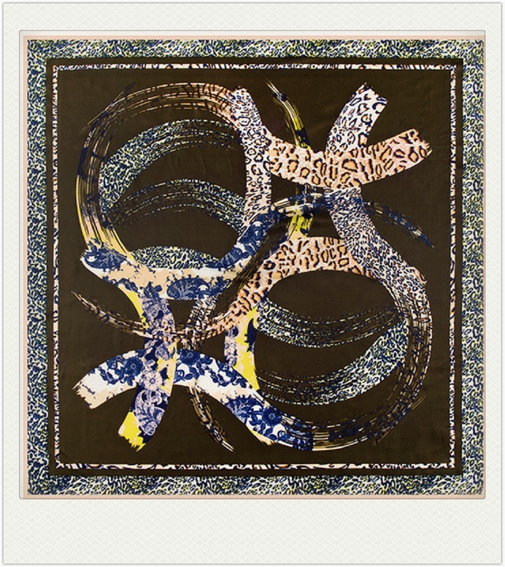 130*130cm stroll on the streets of Paris, 100% silk scarves +1 gift necklace #89