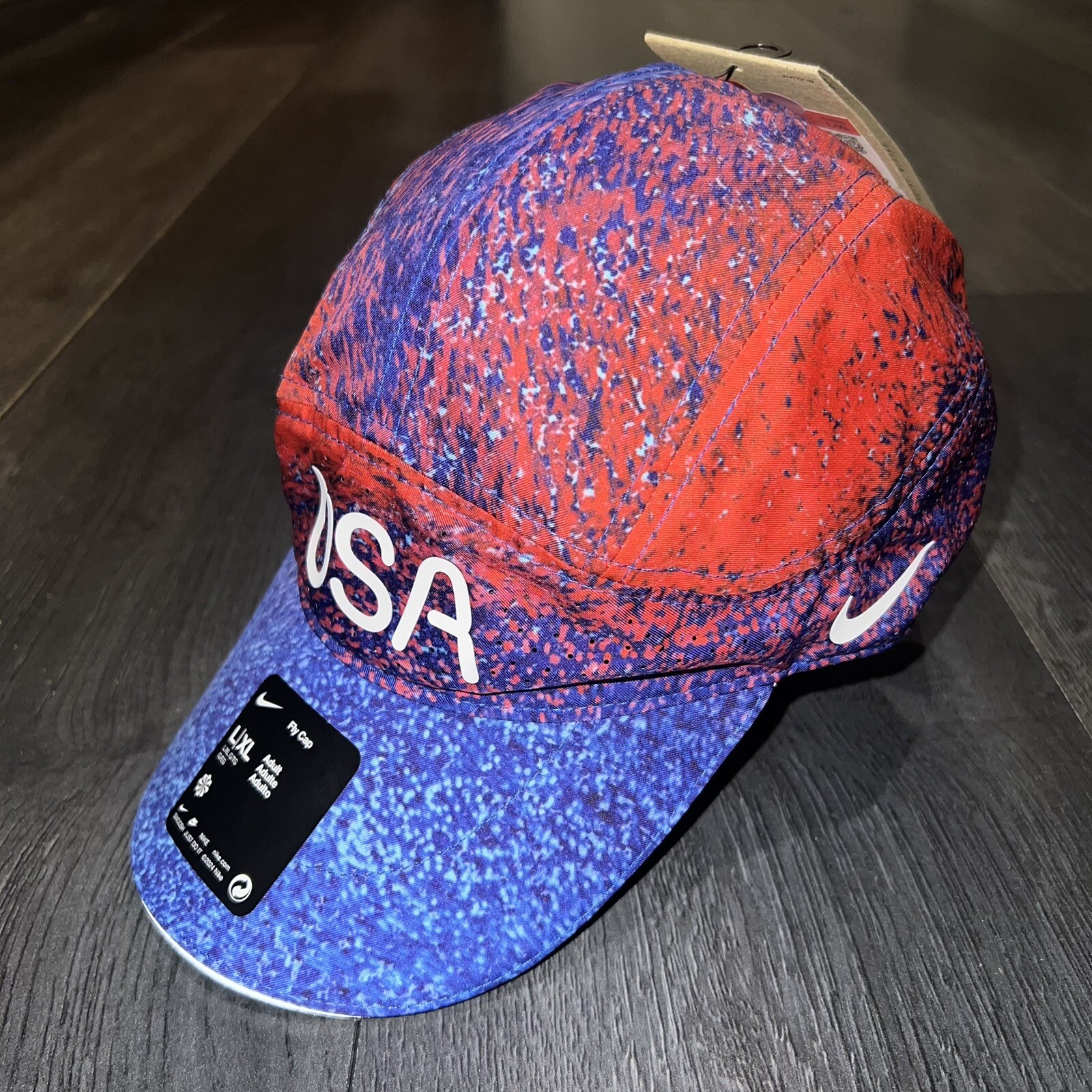 Nike USA Olympics 2024 PARIS Pro Elite Featherlight Running Red Blue Hat Fly New