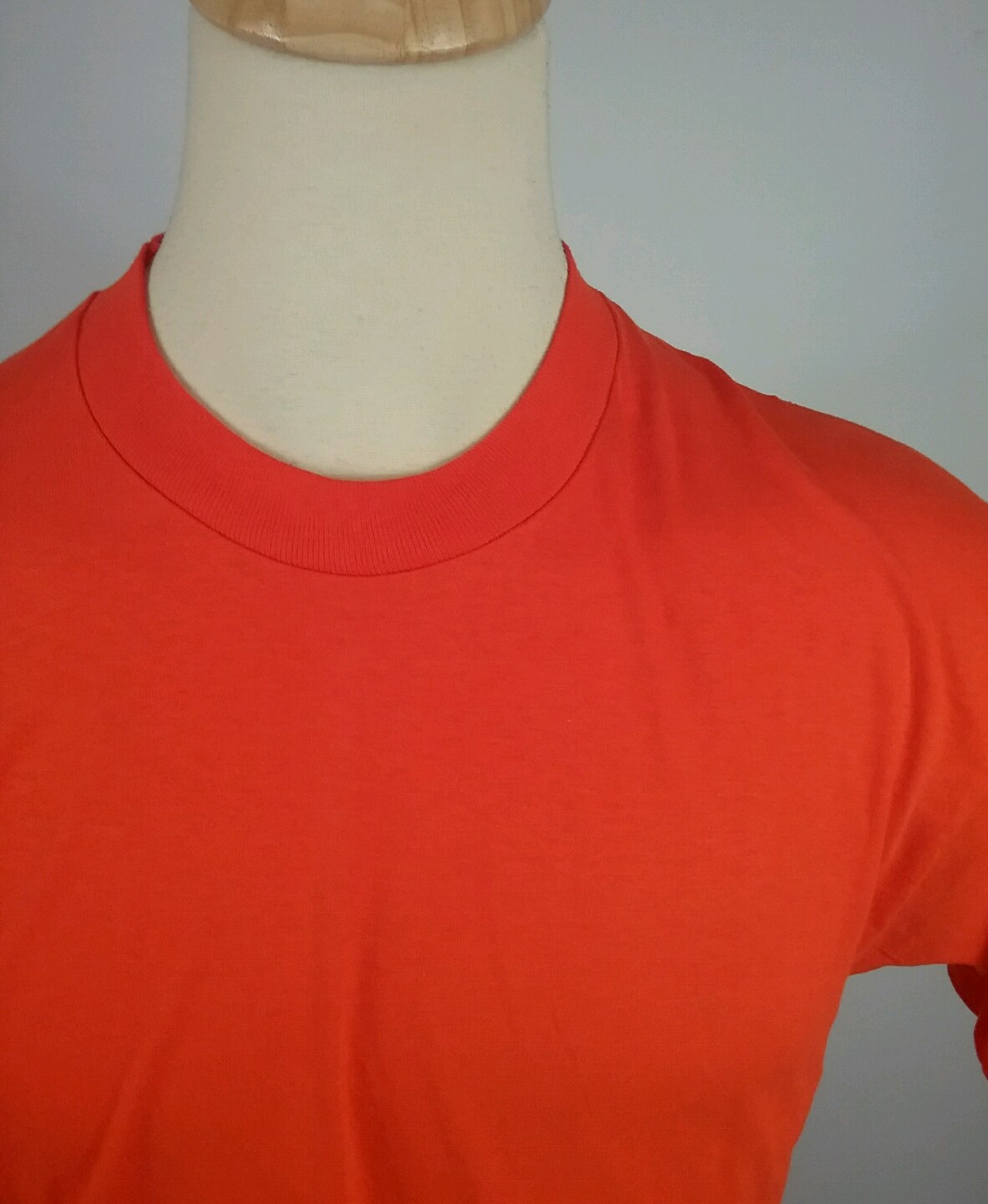 New Deadstock Vtg Blank orange 80s 90s Fruit of the Loom T Shirt L motorcycle