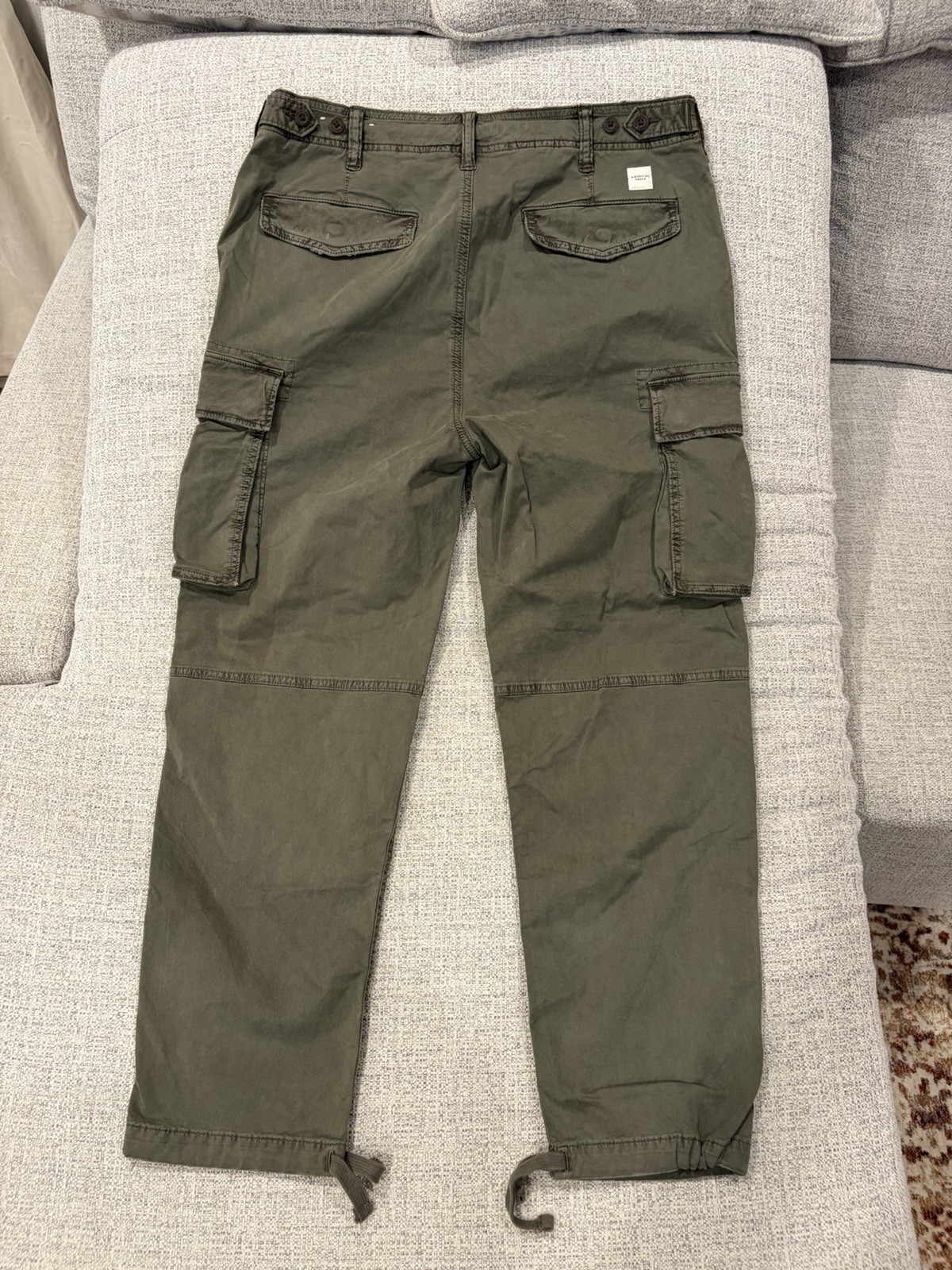 American Eagle Flex Stretch Green Cargo Pants Mens 32W Straight Fit Pockets