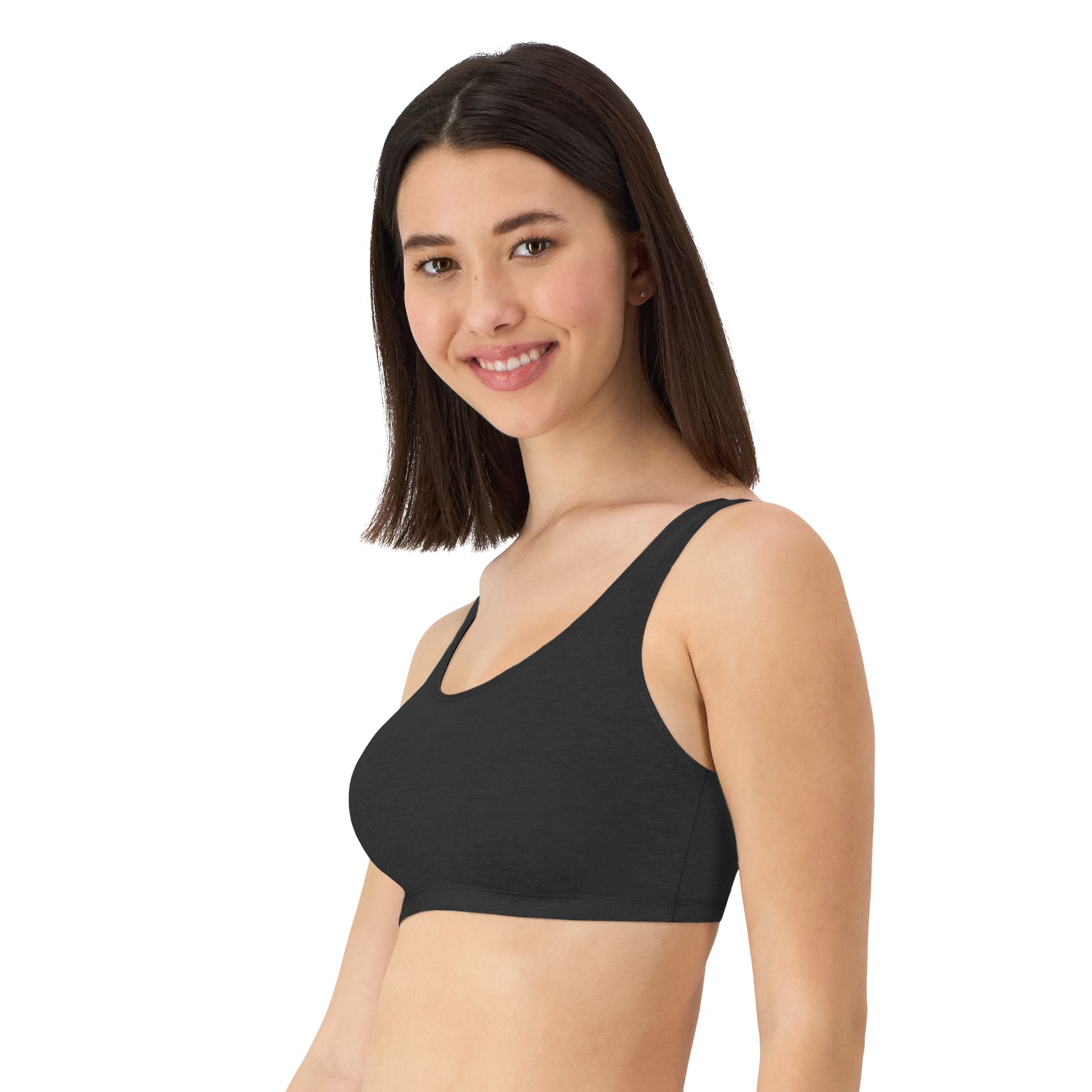 Hanes Women’s Cotton Racerback Sports Bralette, Low Impact, 3-Pack