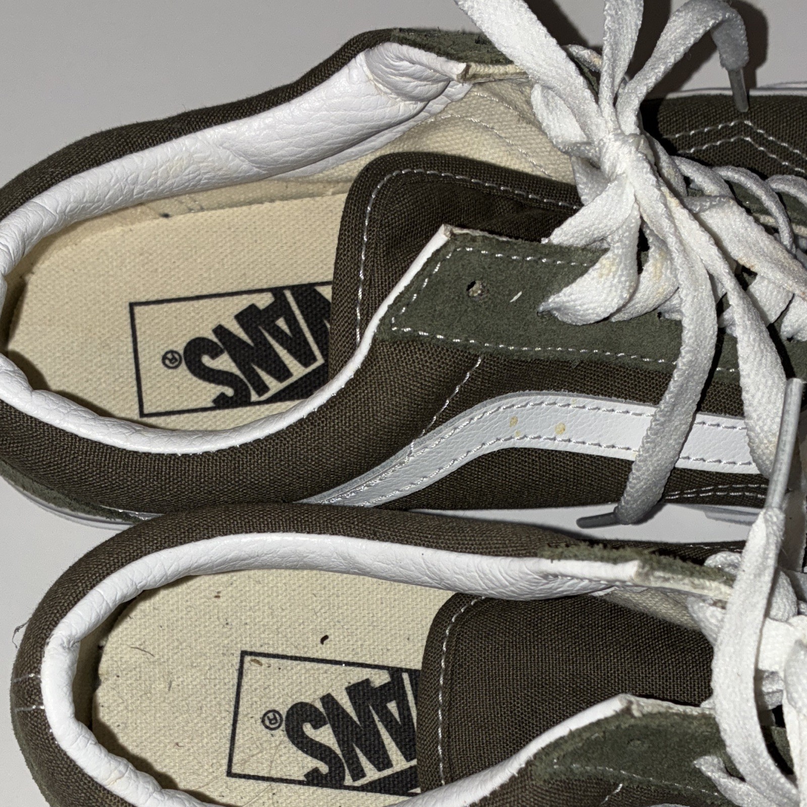 VANS Old Skool Green/White Canvas Lace-Up Sneakers Round Toe Men US 6 EU 38