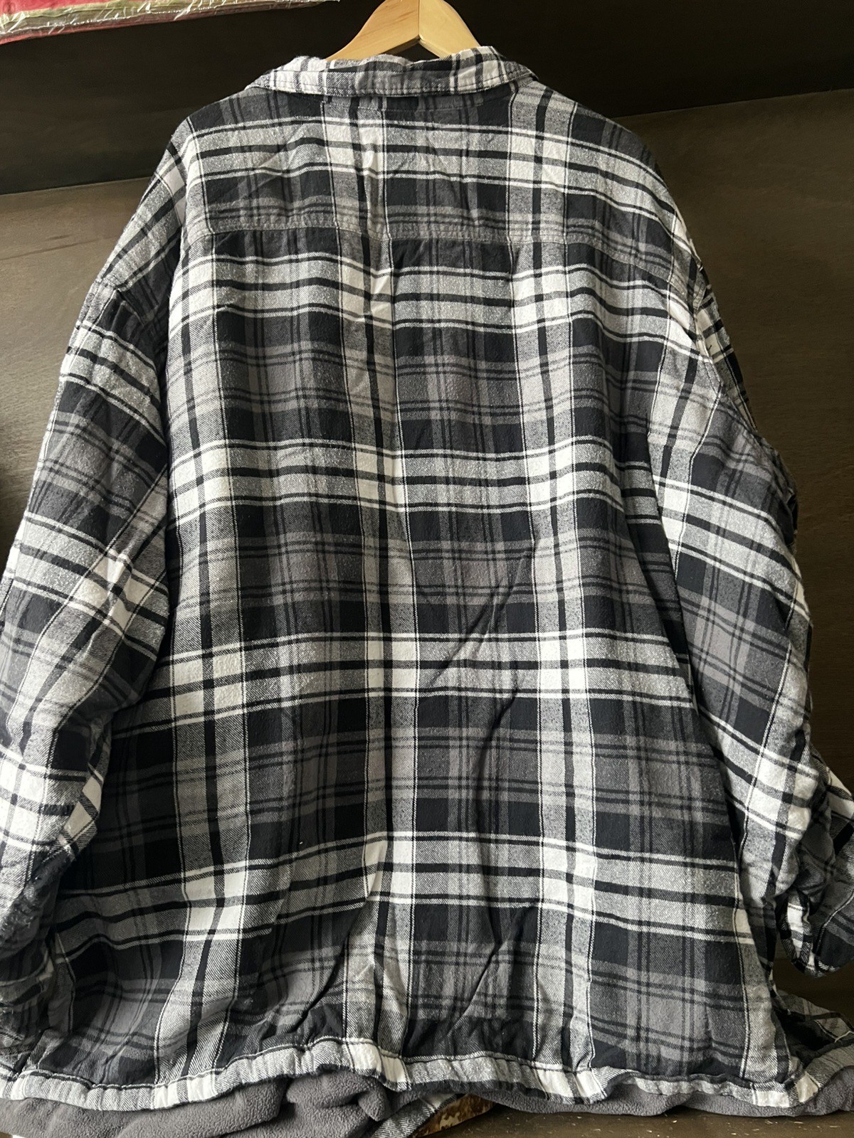 Boulder Creek Flannel Jacket SIZE 7XL BIG GRAY PLAID LONG SLEEVE BUTTON UP