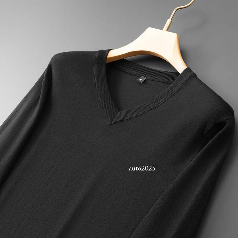 Autumn Winter V-Neck Sweater Men Soft Warm Cashmere Pullover Mens Sweaters