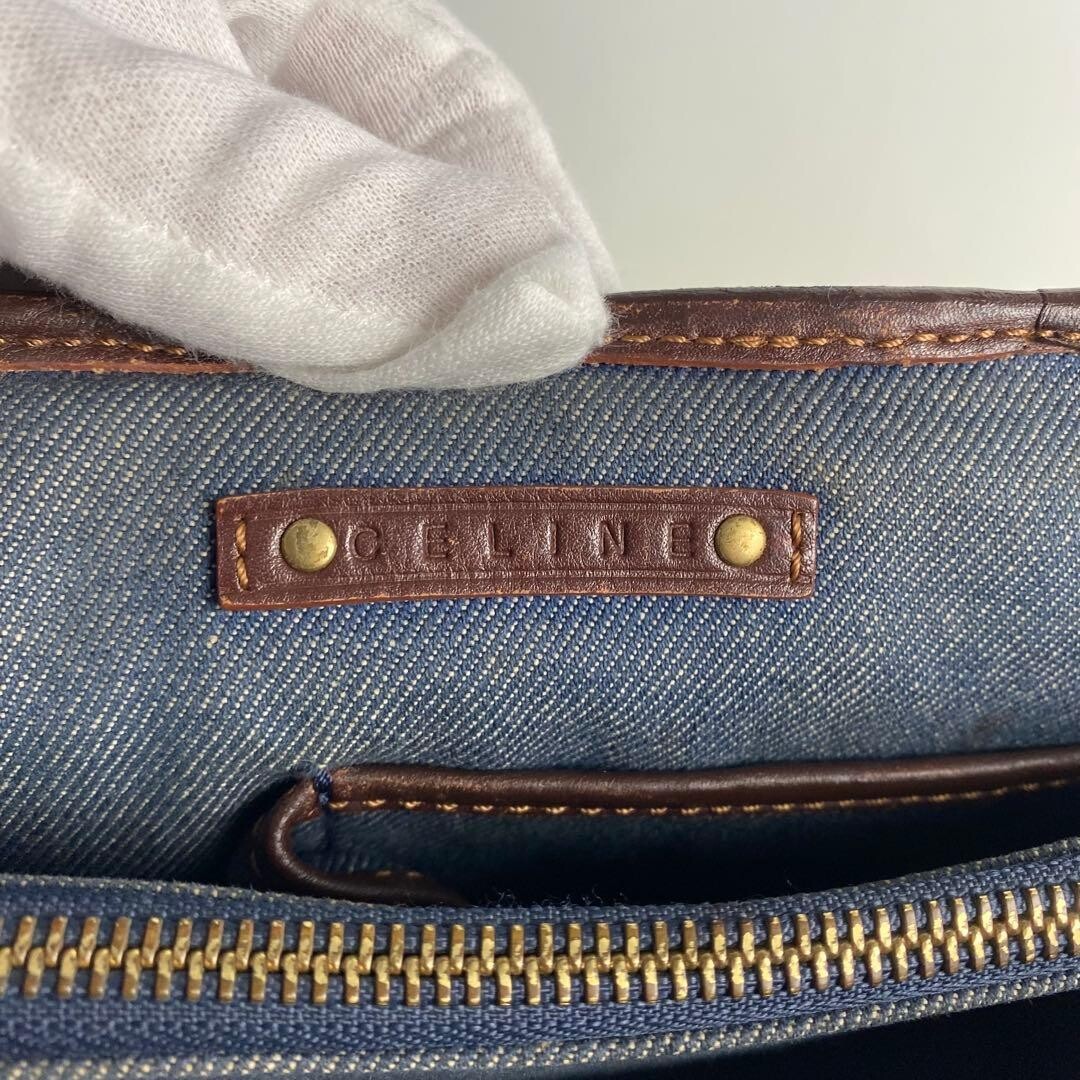 CELINE Mini handbag Paris Macadam Denim Triomphe Vintage Auth From Japan