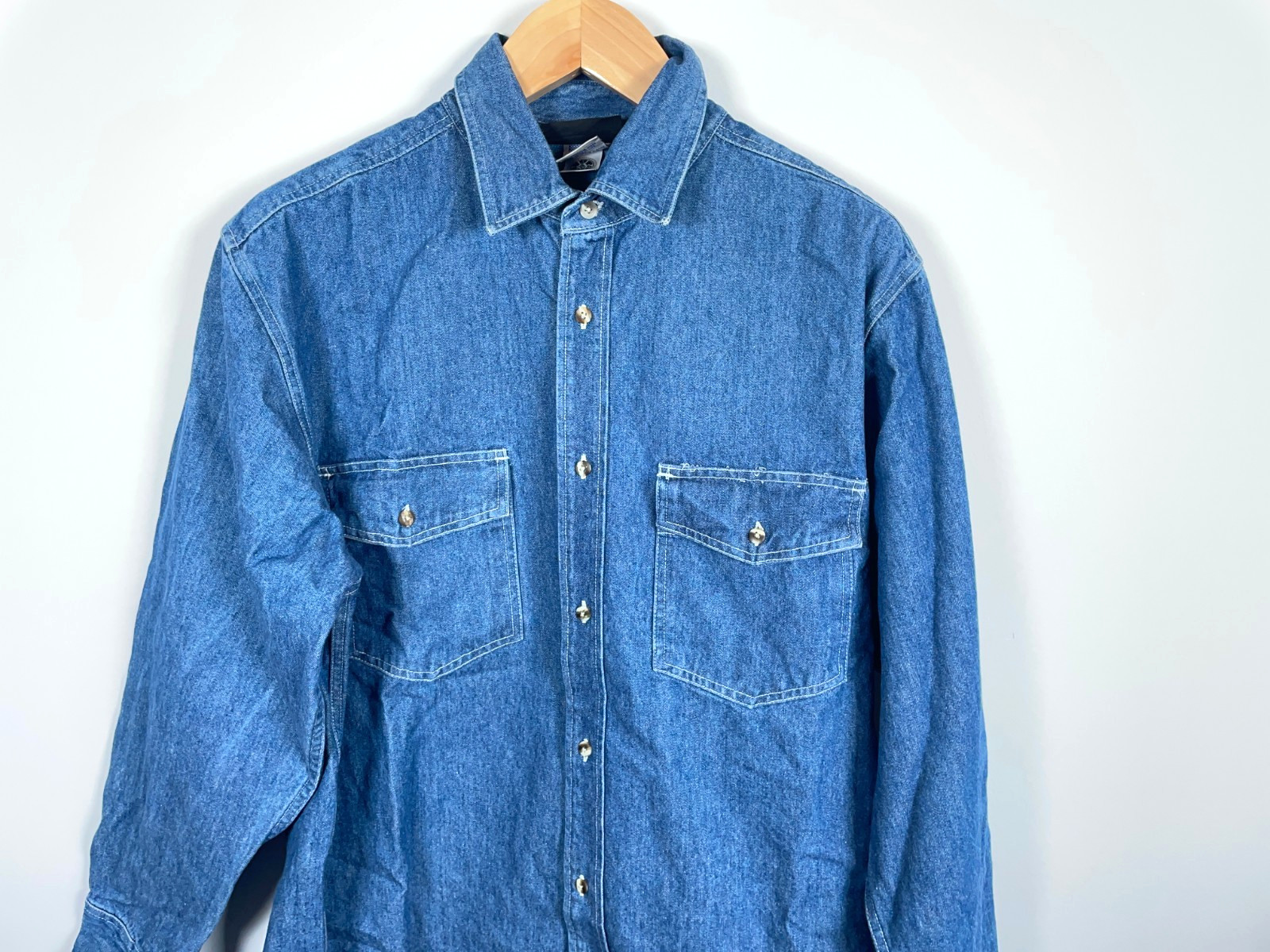 Heavyweight Embossed Denim Shirt Men’s Large Blue American Flag Eagle Union Made