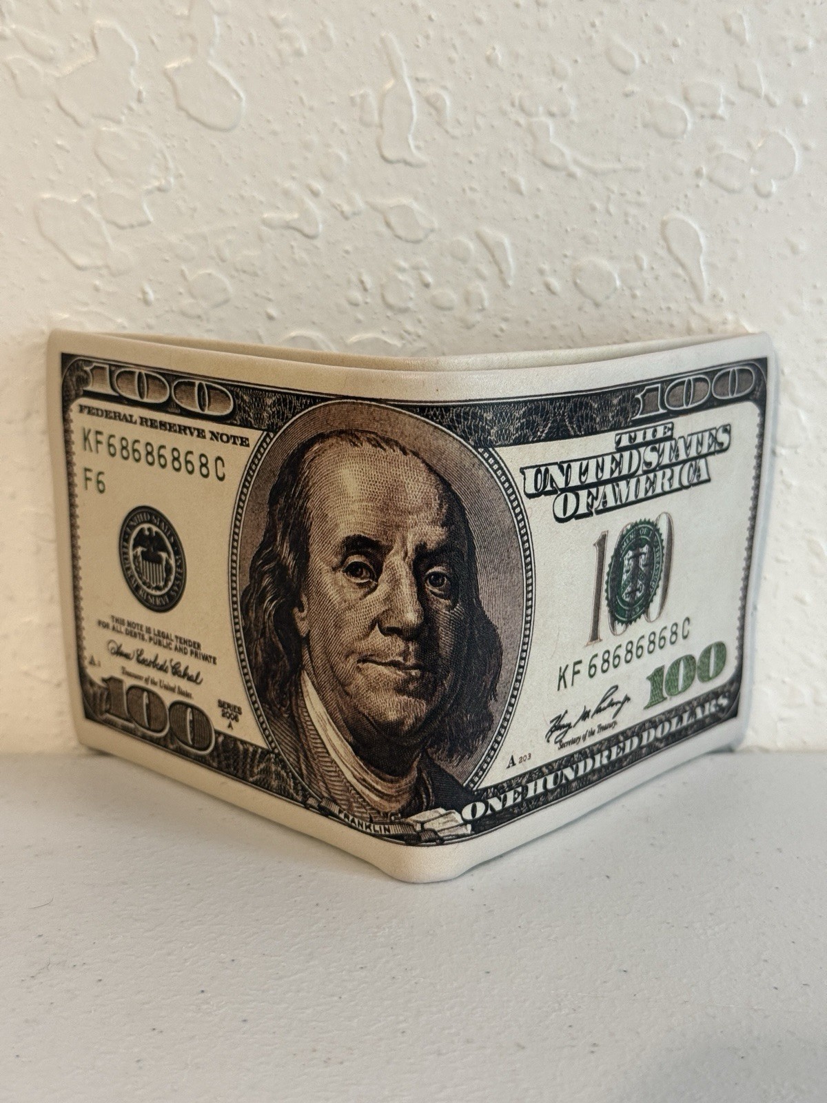 USA $100 One Hundred Dollar Bill Print Men’s Leather Bifold Novelty Wallet Gift