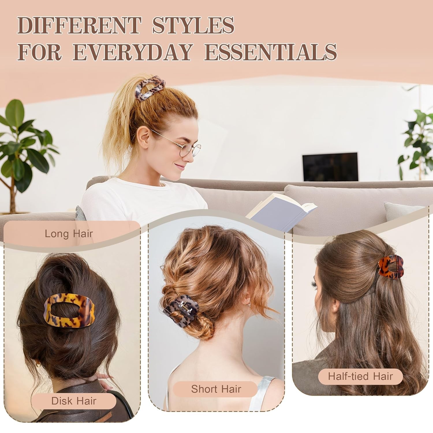 Flat Hair Clips for Women, 6 PCS Flat Claw Clips for Women, Duckbill Hair Clips
