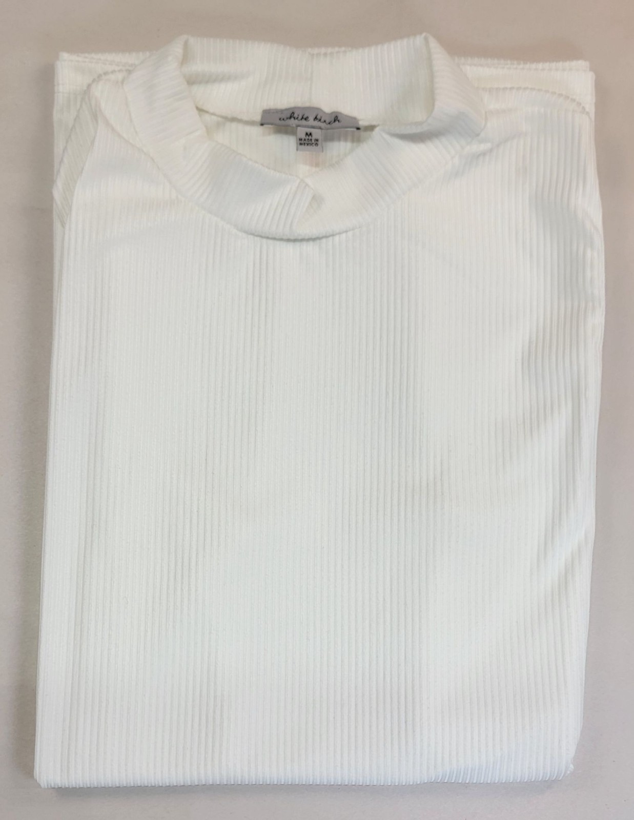 White Birch Long Top Sleeveless Knit White Ribbed Polyester Spandex Womens M New