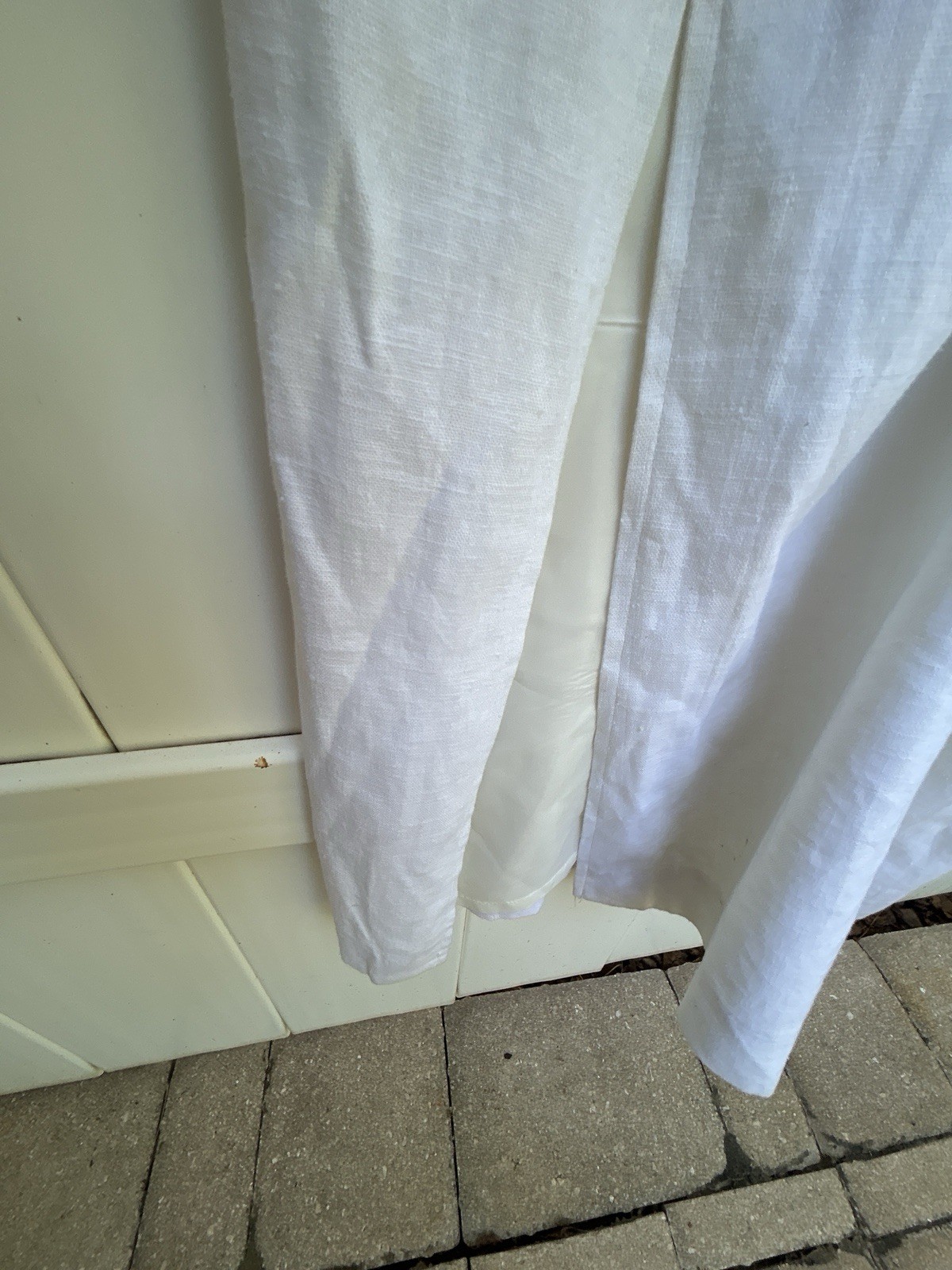 White Linen Blend Sheath Dress Petite 12 Sleeveless Lined Coastal Grandmother