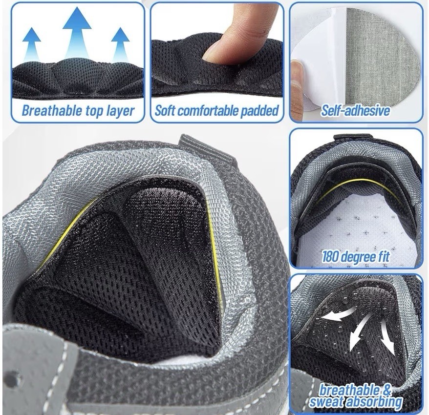 Shoe Heel Inserts, 5 Pcs Mesh Self-Adhesive Heel Cushion Pads for Back of Heel,