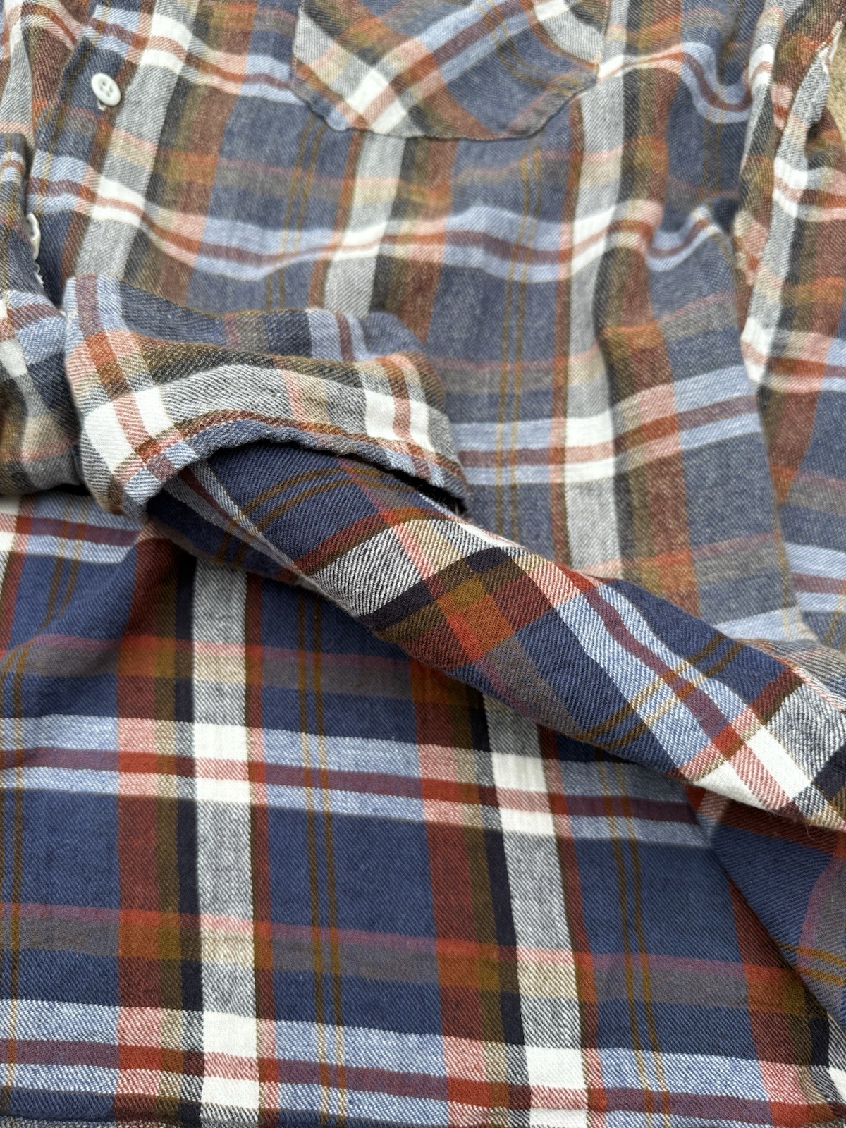 shuttle notes master cloth plaid linen cotton shirt size 4 (XL) made in Japan