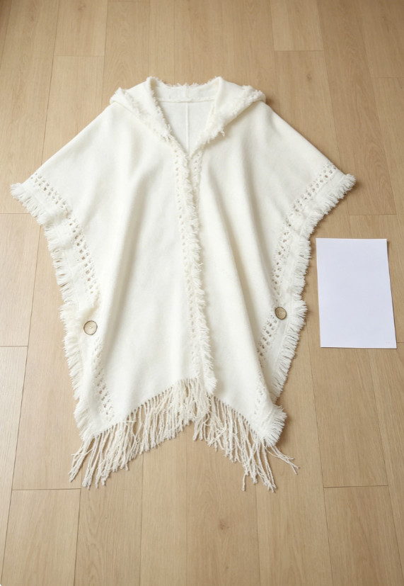 1-pack Women’s Hooded Cape Shawl Button Accents Cozy Multi-Wear