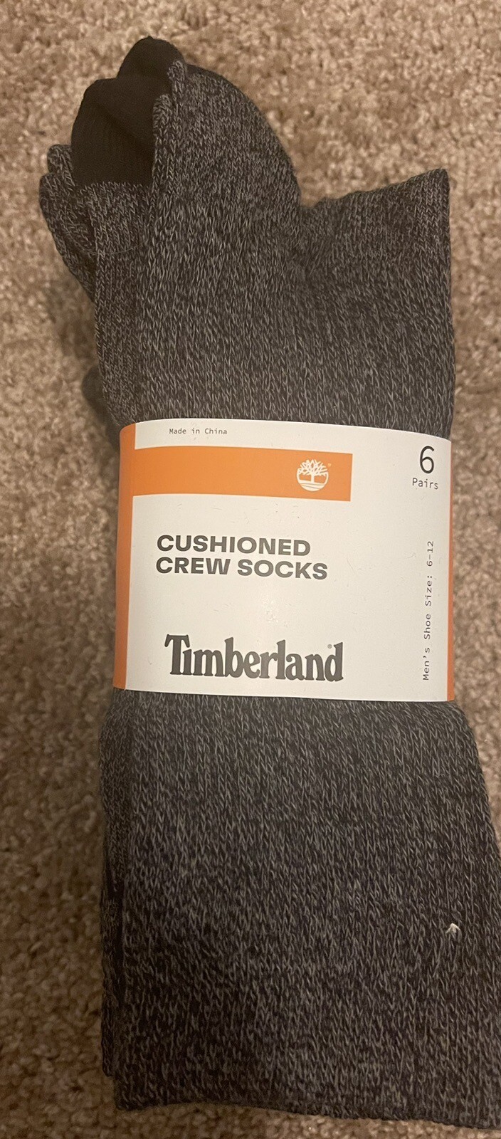 Timberland Men’s 6 Pack Cushioned Crew Socks, Size 6-12 FREE SHIPPING