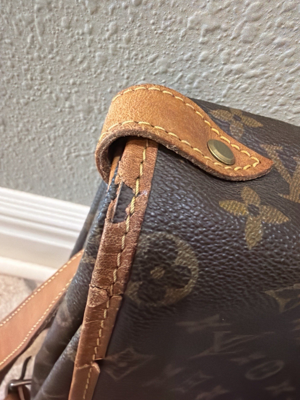 Louis Vuitton Brown Monogram Saumor Shoulder Bag, Buckle Closure, Gold Hardware