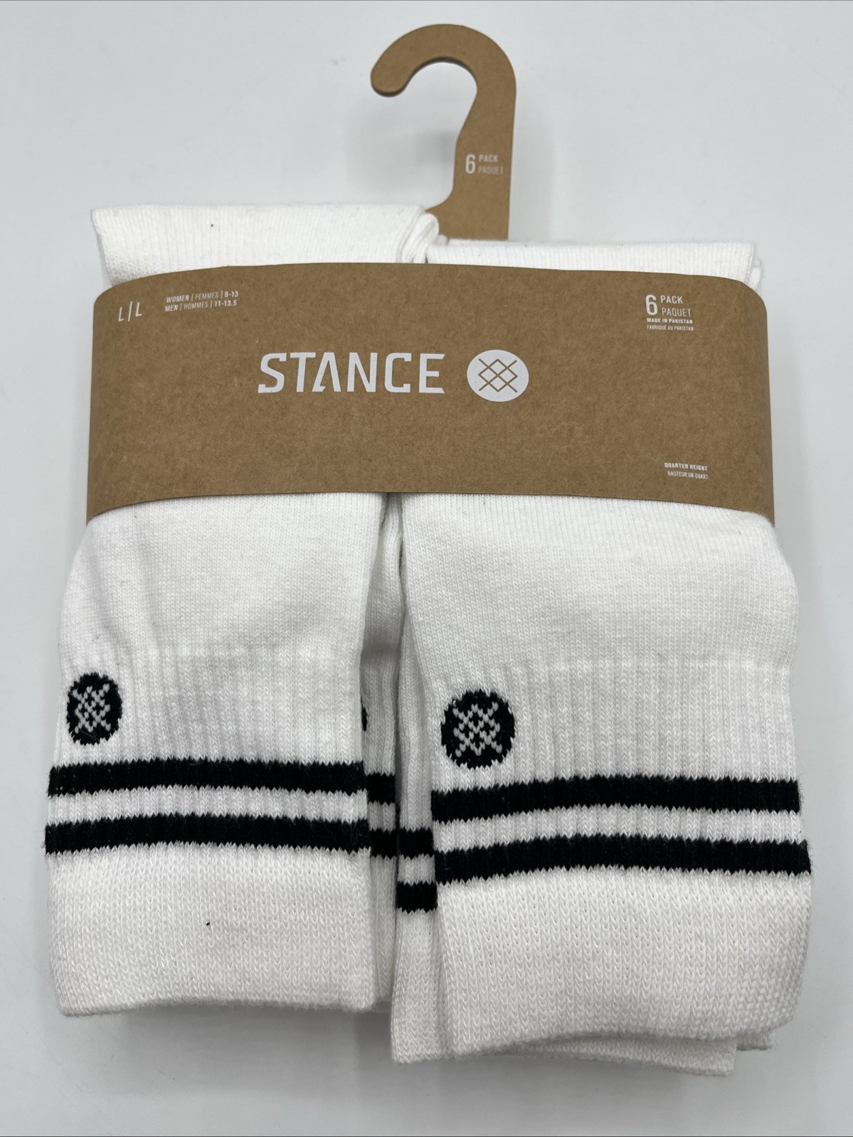Stance Core 6 Pack LARGE Quarter Height Socks White Men’s Size 9-13 L -NWT – NEW