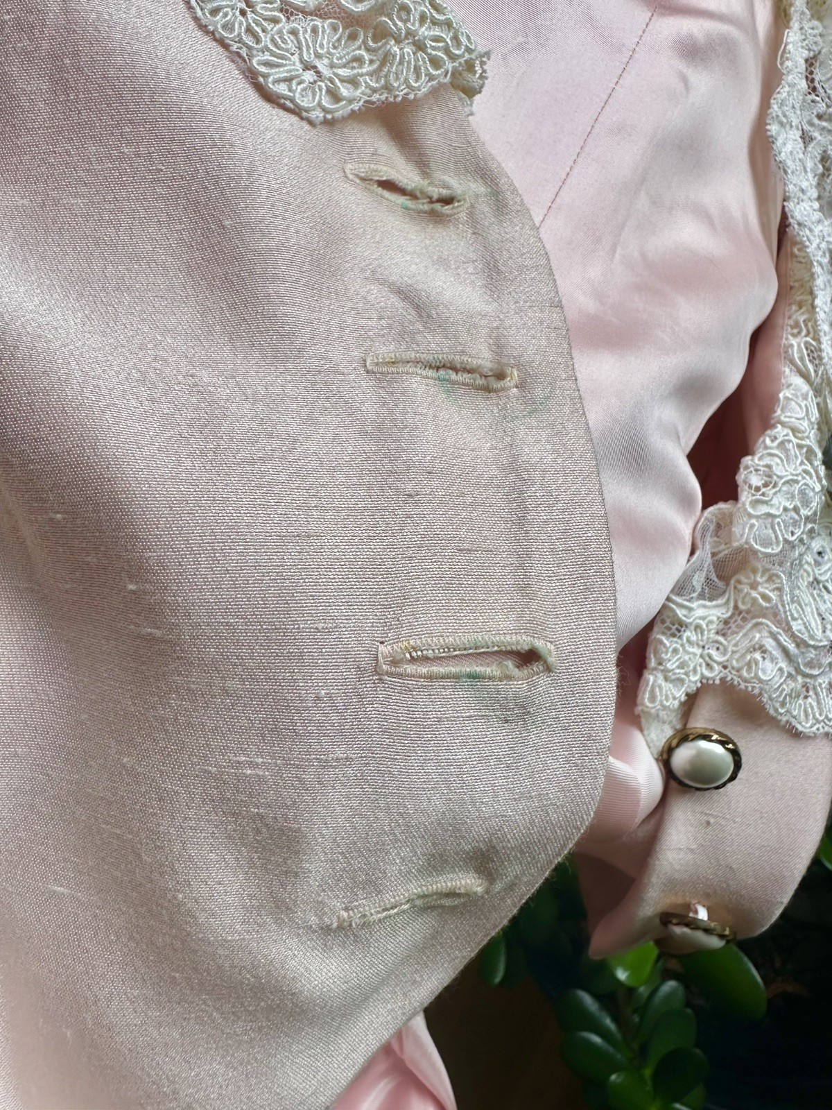 Vintage Victorian Revival Pink Jacket With Wide Lace Collar