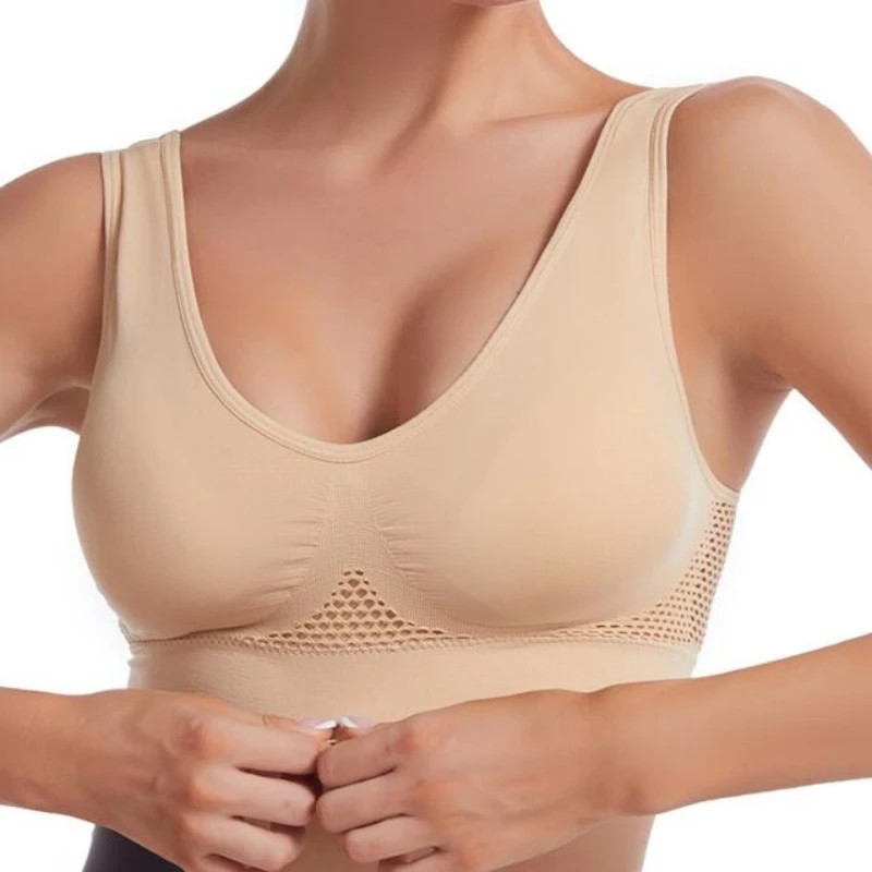 Plus Size Sports Bra Air Hole Wireless Shockproof Yoga Running Vest Women