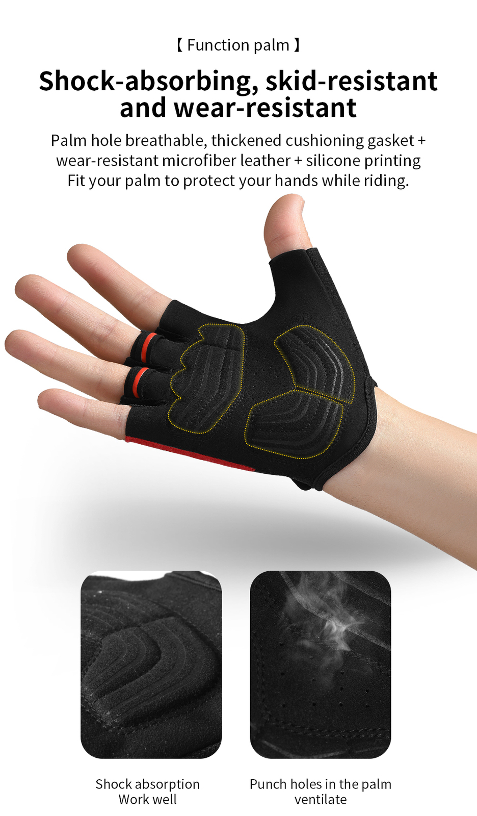 Half Finger Cycling Gloves Outdoor Sports Racing Gloves Pad Breathable Driving