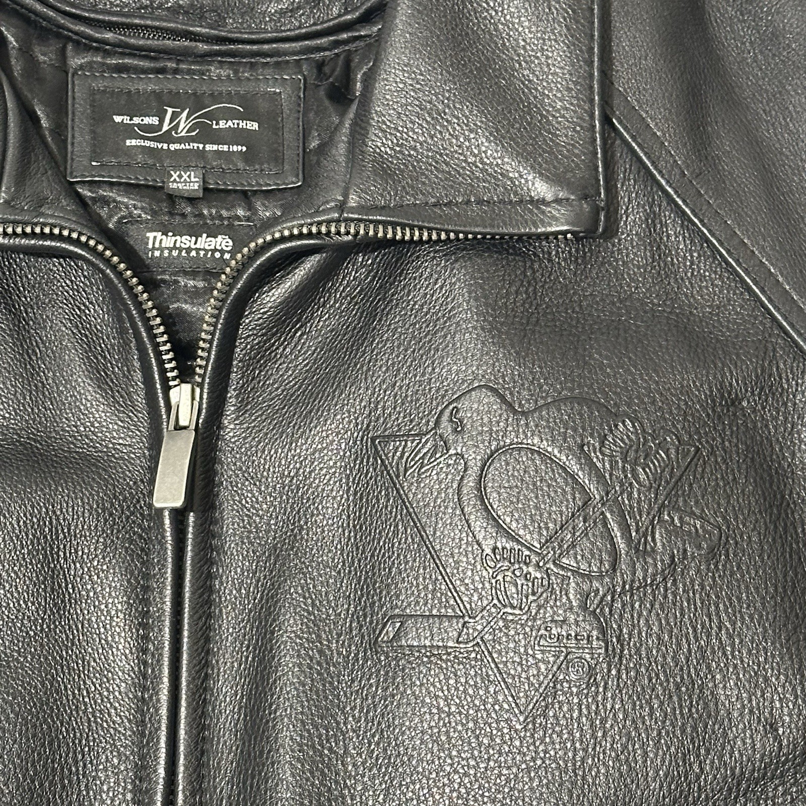 Pittsburgh Penguins Wilsons Leather Zip Jacket, Men’s XXL, Thinsulate Insulated