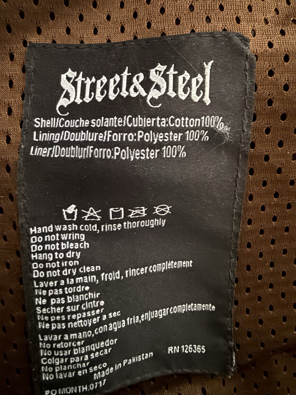 Street & Steel Men’s Brown Motorcycle Jacket 2XL Full Zip/Button Pockets