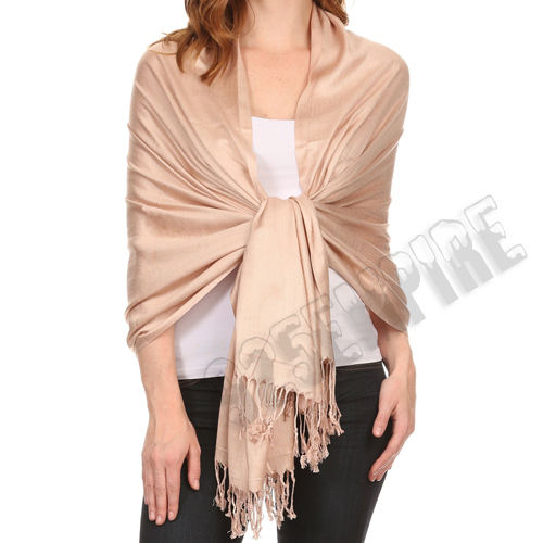Solid Silk Pashmina Shawl and Wrap Stole Wool Silk Blend Scarf