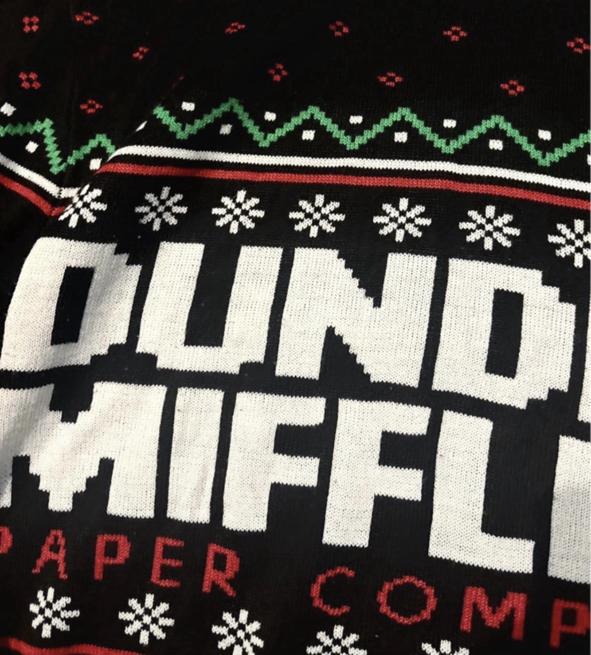 Dunder Mifflin Logo Christmas Fair Isle Knit Crewneck Pullover Sweater XL