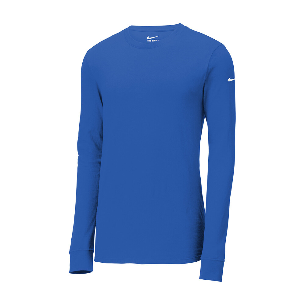 Nike Men’s Size S-4XL Dri-FIT Cotton/Poly Long Sleeve Tee Athletic Swoosh Shirt