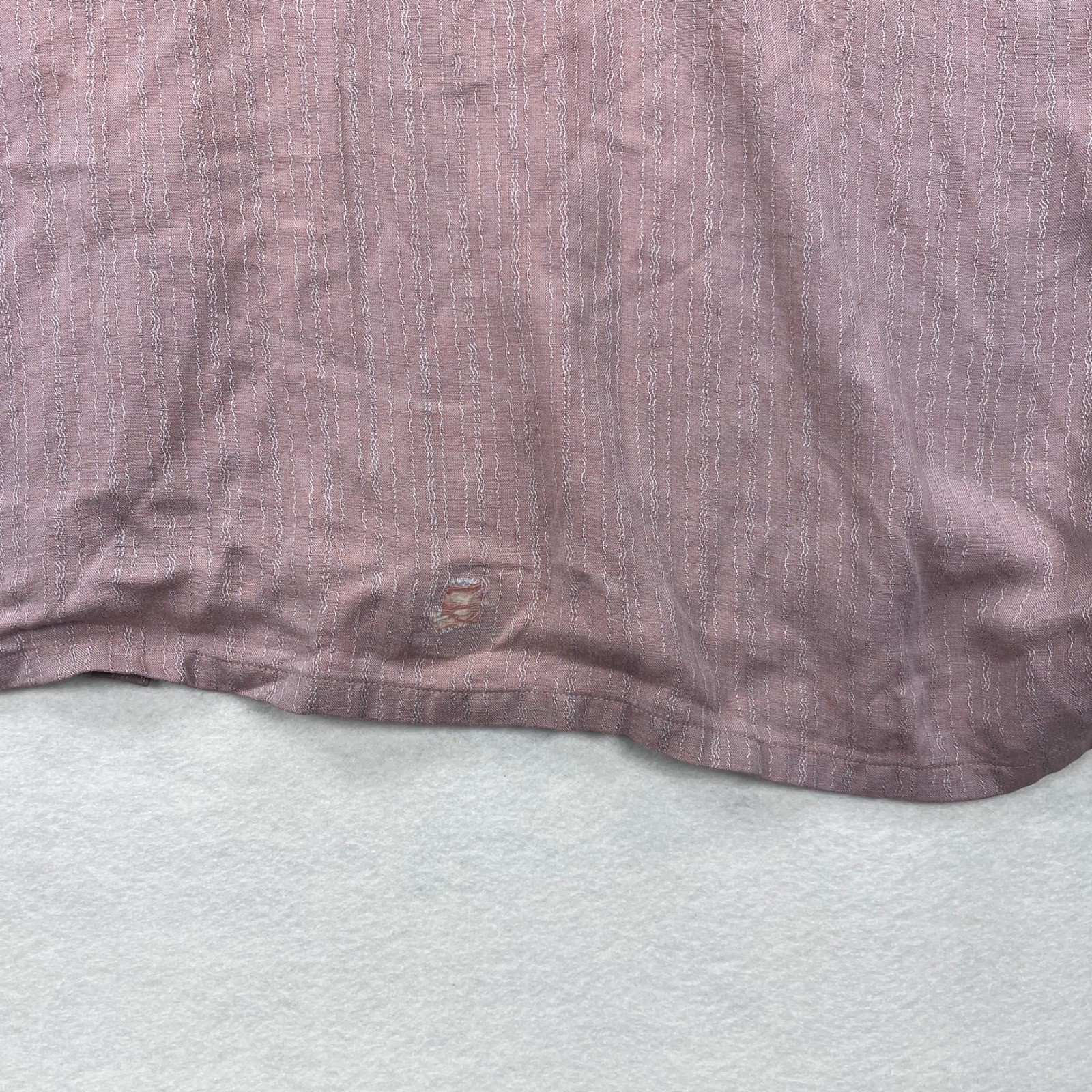 Vintage 50s 60s Wings Mauve Wavy Rayon Gab? Stripe Button Up Shirt XL Patched